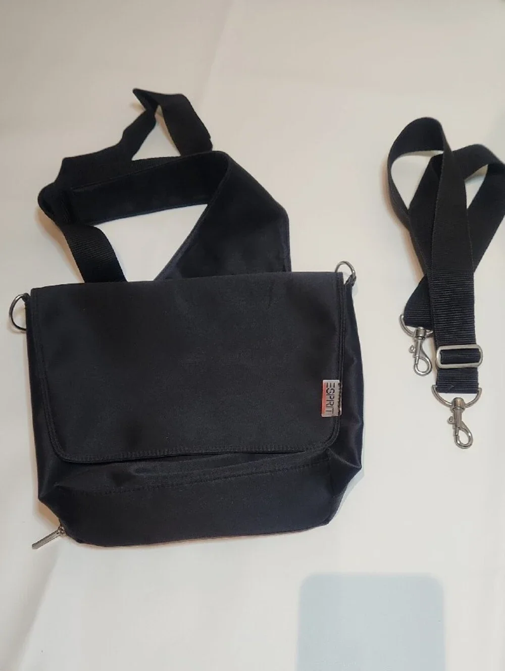 Vintage ESPIRIT Black Nylon Messenger Crossbody Bag